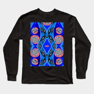 Blue Shades Iznik Pattern Long Sleeve T-Shirt